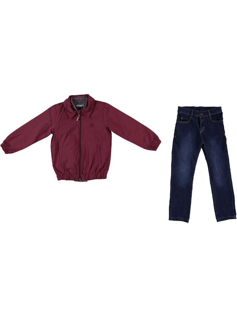 Bordo Ceketli Üçlü Takım